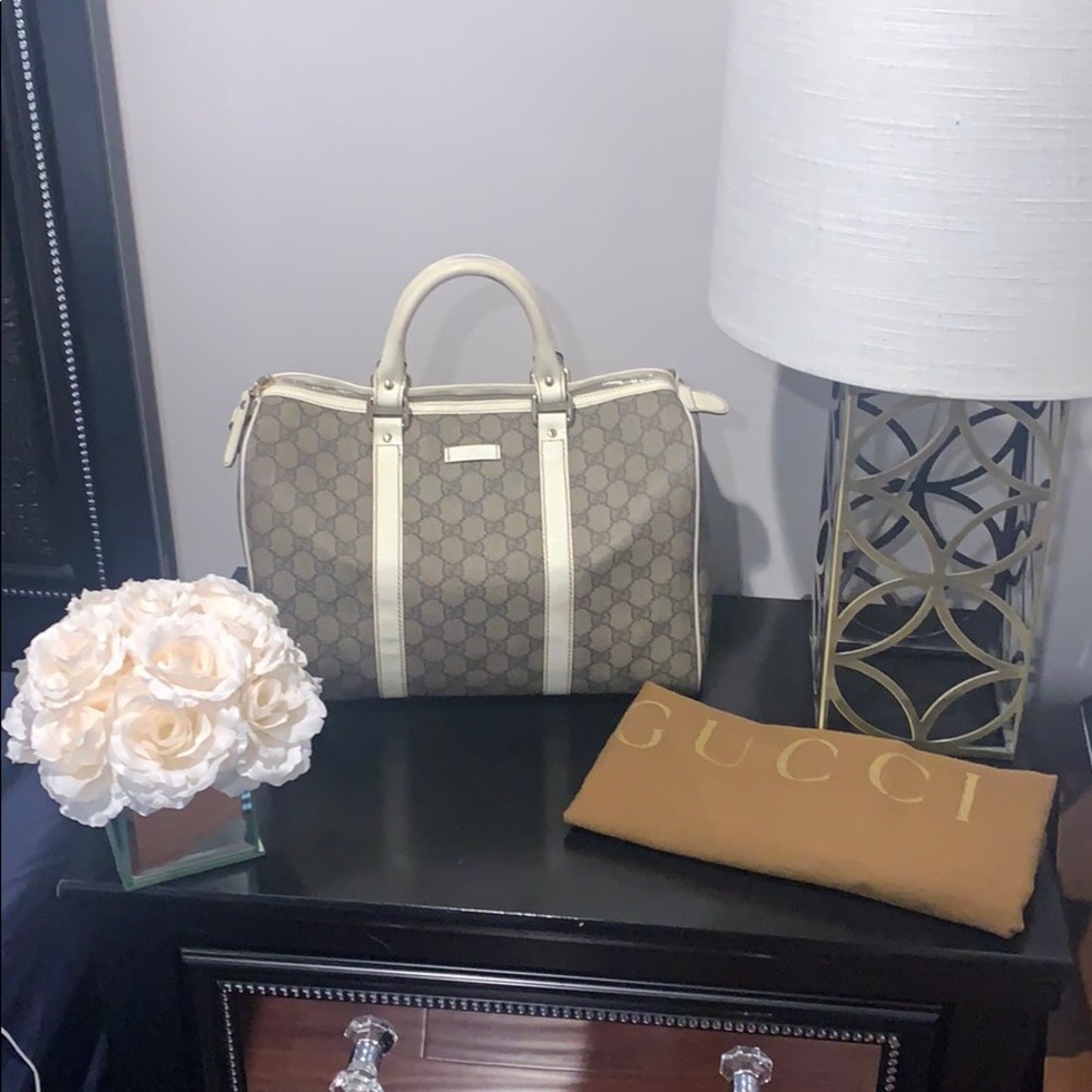 Gucci Boston Bag with White Trim